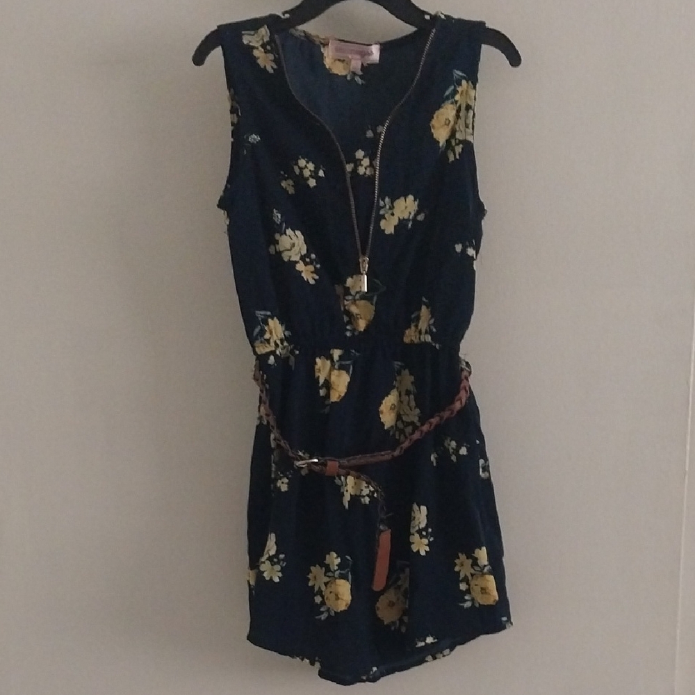 Stella Tweed Navy and Yellow Floral Kids Casual Dress